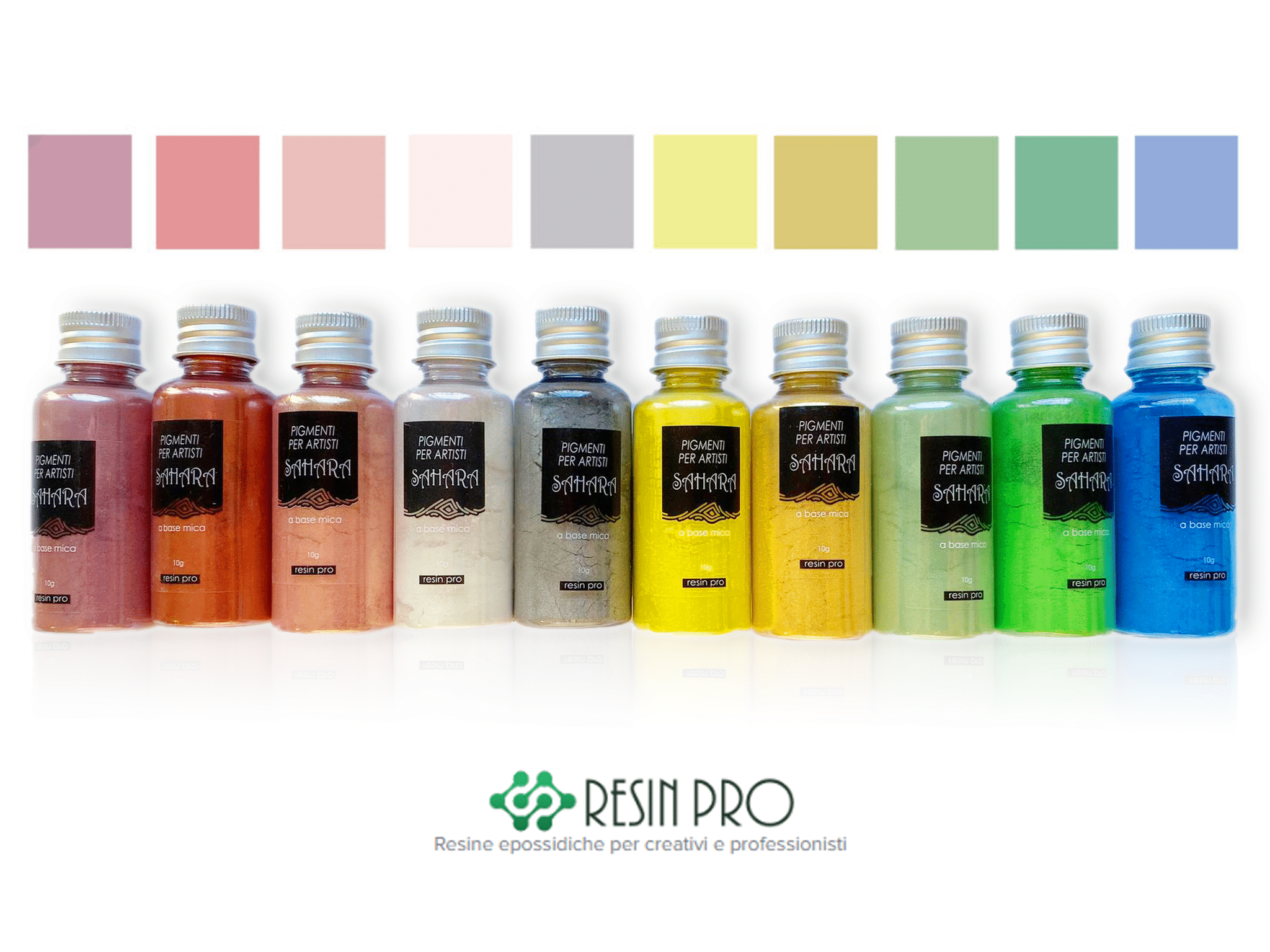 La Casa del Artesano-Pigmentos para resina polvo de mica perlados No  Toxicos Metallic Pearl pigment Powder *10grs. LETS RESIN kit de 10 colores