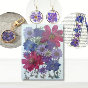 Ramo morado 9 tipos de flores prensadas