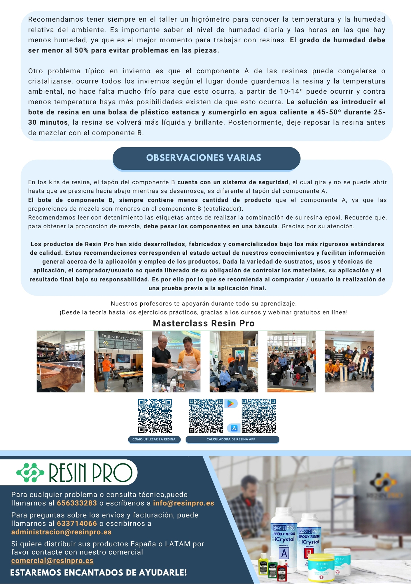 catalogo observaciones resina
